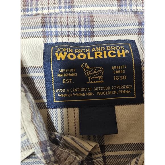 Woolrich Shirt Mens Extra Large Tan Plaid Long Sleeve Buttoned Down Western Wear - Picture 5 of 9
